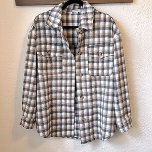 Polagram - Oversized Plaid Textured Shacket